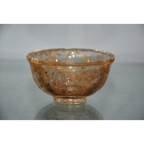Rare Old Qing Dynasty crystal Gilt bowl, best collection adornment, free shipping