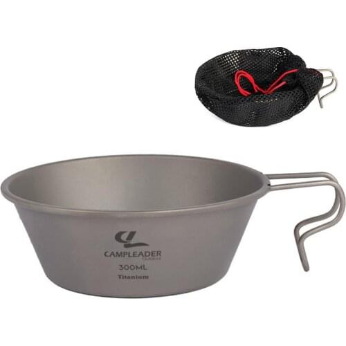 Camping Titanium Bowl Tableware Cookware Foldable Handle Outdoor Cup Tourism Pot Hiking Backpacking Picnic Fishing Camp Bowls