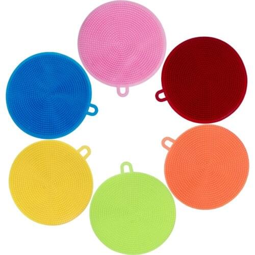 XYj 6PCs Set Silicone Dish Washing Scrubber Cleaning Brush Pad Dish Pot Cleaner Hand Protector Kitchen Washing Gadget Set Tool