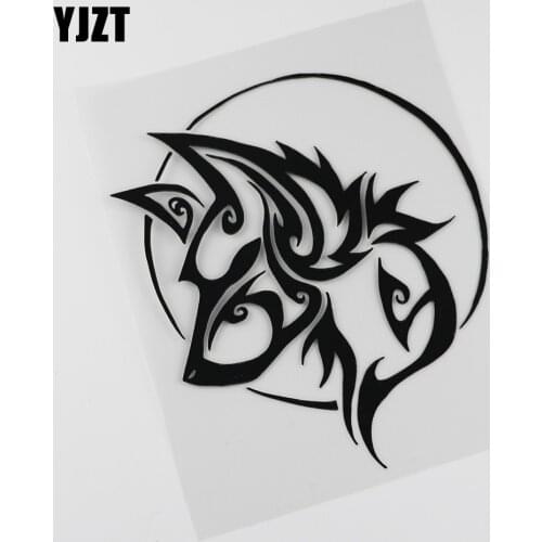 YJZT 14.4CMX16.6CM Stylish Tribal Wolf Head Pattern Applique Vinyl Car Sticker 13C-0091