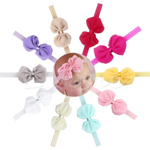 10Pcs Cute Kids Girl Baby Chiffon Toddler Flower Bow Headband Hair Band Headwear