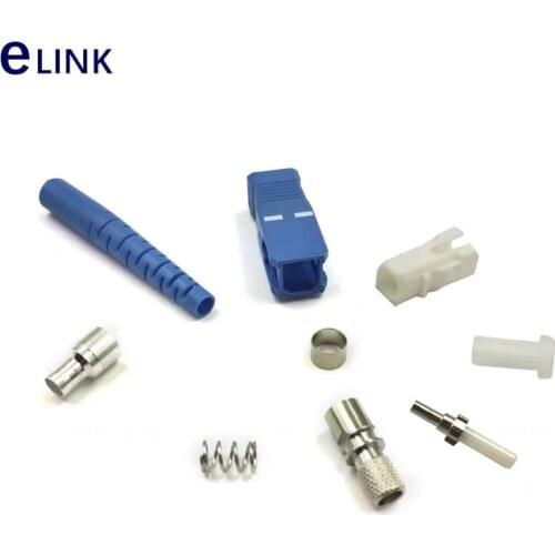 1000PCS SC blue fiber connector KITS Preassembled Unassembled Simplex SM 3.0mm 2.0mm 0.9mm ftth SC connector accessory ELINK