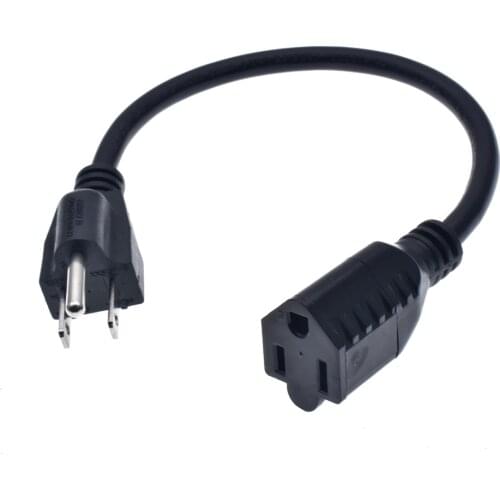 USA /American 3pin Short Flat Plug Power Cord,Nema 5-15P Flat Plug to Nema 5-15R Female Extension Cable 10CM