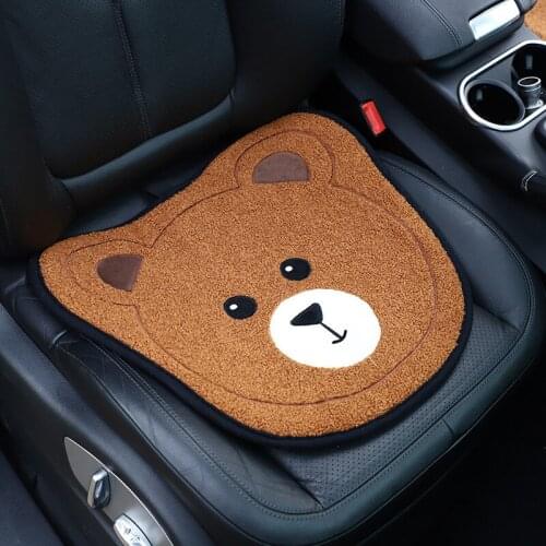 Car Cartoon Cushion Car Bear Embroidered Plush Cushion Lamb Cashmere Antifreeze Warm Cushion Car Supplies