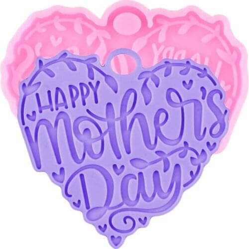 Shiny Glossy Happy Mother Day Letters Silicone Mold Pendant Necklace Jewelry Making Moulds DIY Craft Keychain Epoxy Resin Molds