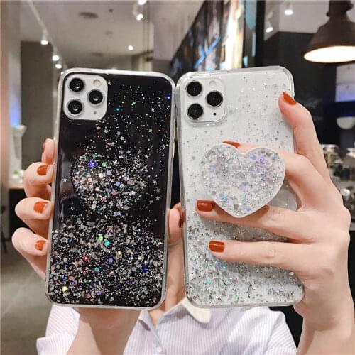 Heart Holder Stand glitter Case For OPPO Realme 5 Pro 3 X XT C2 A9 A5 2020 A91 A8 Reno 3 2 2Z 2F Z A11X K3 K5 A1K F11 R17 Pro