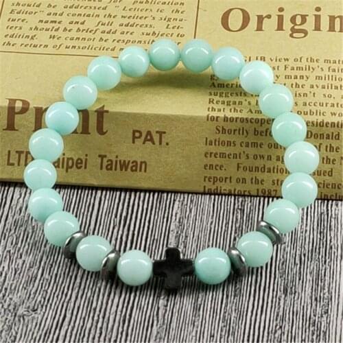 Men Womens Fashion Green Crystal Beaded Bracelet Vintage Cross Tortoise Elephant Bead Chain Bracelet Stone Couple Jewelry
