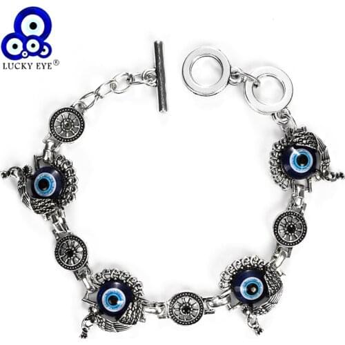 Lucky Eye Peacock Evil Eye Charm Bracelet Beaded Charms Bracelet Turkey Fashion Jewelry For Women Men EY5266