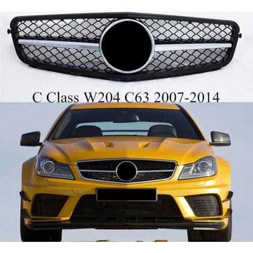 C180 C200 C230 C280 C300 C350 Front Grille Black Silver For B-enz C Class W204 C63 2007-2014 Replacement Kidney Mesh Grille