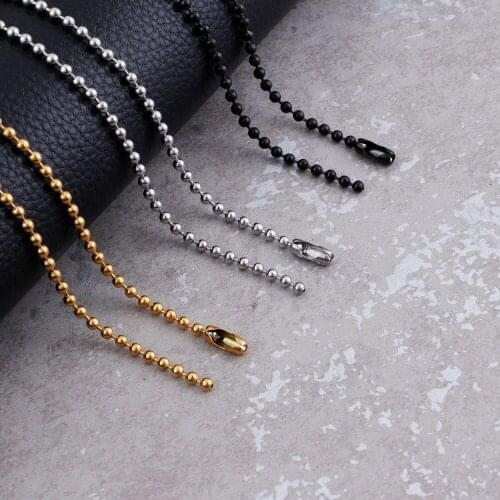 Stainless Steel Beads Chains Necklaces 3mm Gold/Black Jewelry Women Gift To Girlfriend