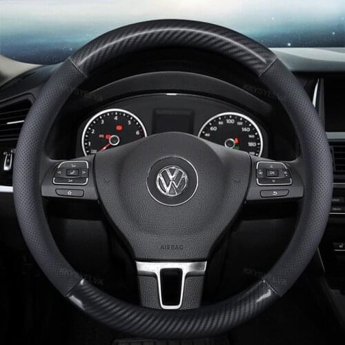 38CM Genuine Leather Steering Wheel Cover for VW Touran Golf Gti Polo Sedan Passat Santana Jetta Tiguan Gol Sagitar CC Scirocco