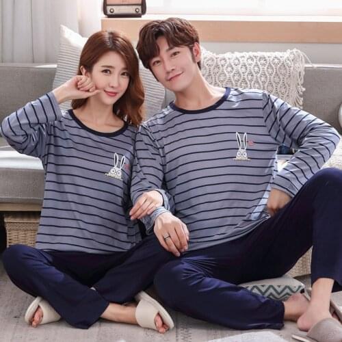Women men long sleeved Soft Loose Nightwear Large Size Pyjama Comfort Nighty suit Designer pajamas for couples cartoon Sleepwear