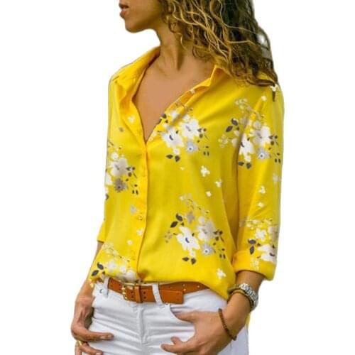 Long Sleeve Elegant Women Blouses Turn-down Collar Blouse Shirt V-Neck Chiffon Plus Size Tops Work Wear Shirts 5XL Autumn 2020