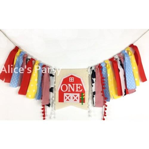 New Farm Theme Cow 1st Two Birthday Barn Highchair Banner Garland Photo Prop Old Mcdonald Smash Cake John Deere Barnyard Decor