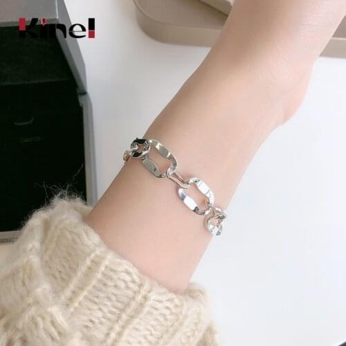 Kinel Silver 925 Jewelry Korean Style Vintage Heavy Industry Geometric Bracelets For Women Wedding Couple Fashion Party Gifts