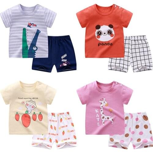 2 Piece Set Baby Girl Clothes Girls Summer Clothes Set Short Sleeved T Shirts Shorts Cute Cotton Tops Kids Tracksuit Soft Outfit