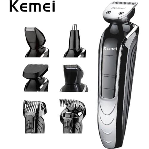 Kemei 5 in 1 Hair Clipper Rechargeable Hair Cutting Machine Beard Shaver Men Nose Trimmer Razor Washable Haircut Grooming Kit