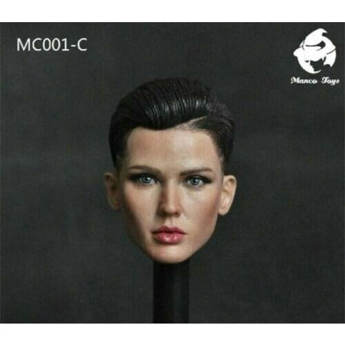 MC001 1/6 Female Head Sculpture Cool Girl Model Black Or Green Hair Collection Carving Figure For 12inches Action Doll Accessory