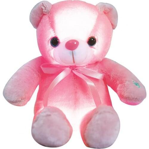 Cartoon Cute Luminous Bow Tie Bear Cotton Doll Children Toy Kid Christmas Gift