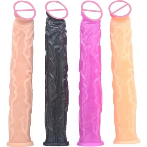 Soft Dildo 33cm Long Penis with Sucker Comforter Simulation Women Masturbation Black Dildo for Anal Adult Toys