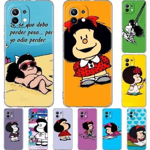 Clear Case for Xiaomi Mi Poco X3 NFC M3 11 10T Lite Phone Soft Cover Note 10 Pro 9T Transparent Celular Capa Hot Mafalda Cartoon