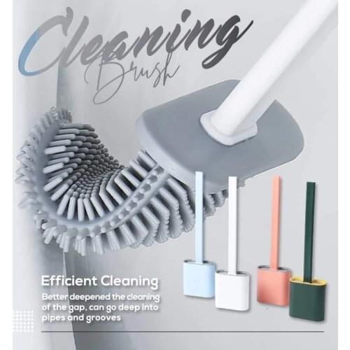 New toilet brush silicone brush toilet belt quick drying rack creative cleaning brush flat head soft hair cleaning brush