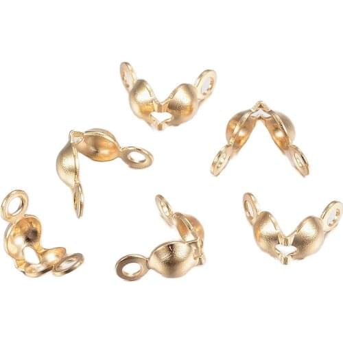 20pcs Stainless Steel Crimp Bead Tip Knot Cover Supplies For Jewelry Golden Color Connector Clip Clasp Fittings Component