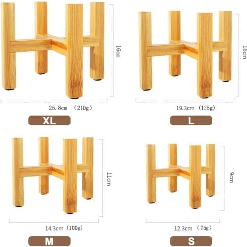 Free Standing Bonsai Holder Home Balcony Wood Flower Pot Holder with Foot Pad Smooth Surface Modern Shelf AC889