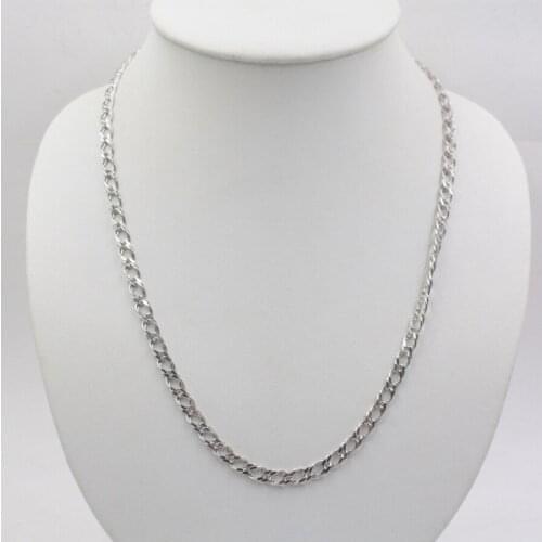 20INCH Pure 925 Sterling Silver Necklace 5mm Cuban Link Chain Necklace For Men