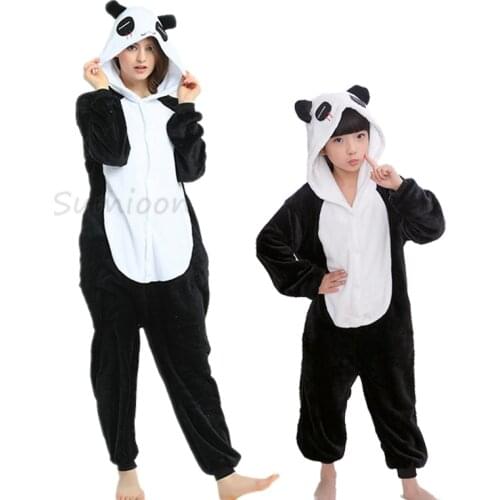 Panda Kigurumi Pijamas Onesie Kids Unicorn Pajamas For Adults Animal Overalls Baby Costume Winter Boy Girl Licorne Jumspuit