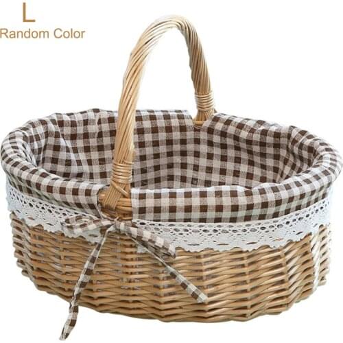 Wicker Rattan Storage Basket DIY Home Desktop Finishing Picnic Fruit Basket Garbage Storage Box Flower Jewelry Makeup Manager