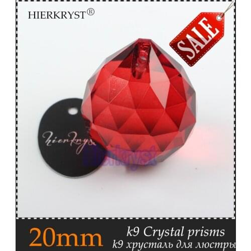 HIERKYST 40mm Red Crystal Balls Suncatcher Prisms Pendants for Chandeliers Parts Lamp Rainbow Hanging Drops 10 pcs #2049-5B