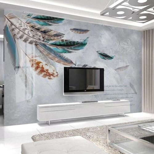 Custom 3D Wall Murals Wallpaper Modern Abstract Colored Feather Bedroom TV Background Wall Papers Home Decor Living Room Sticker