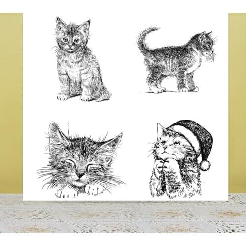 AZSG Realistic Cat Clear Stamps/Seals For DIY Scrapbooking/Card Making/Album Decorative Silicone Stamp Crafts