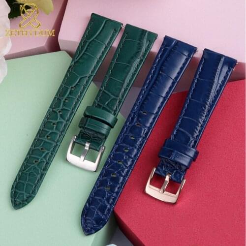 Genuine leather watchband women 17mm cowhide watch strap for SWARO VSKI watch band Green wine red blue color leather bracelet
