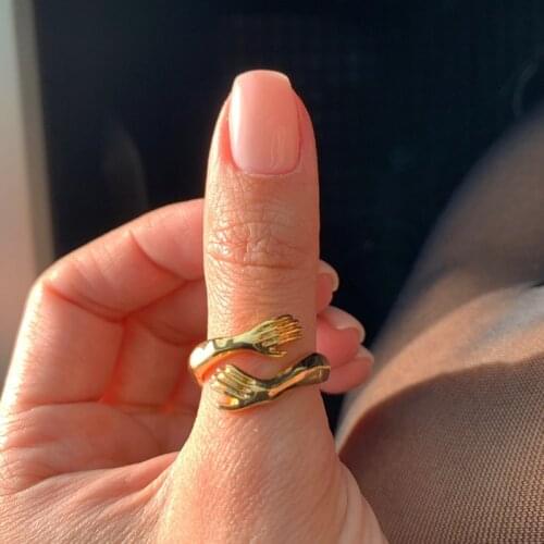 Romantic Love Hug Carved Hand Rings Couple Creative Love Forever Open Finger Adjustable Hand Ring For Women Men Fashion Jewelry