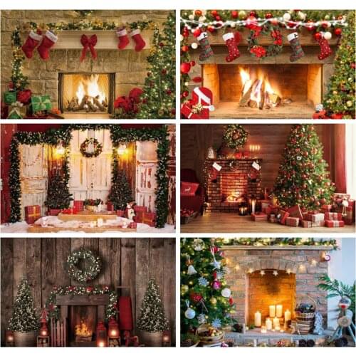 150*100cm Christmas Photography Background Fireplace Winter Snow Interior Baby Birthday Backdrop Photo Studio Prop Home Decor