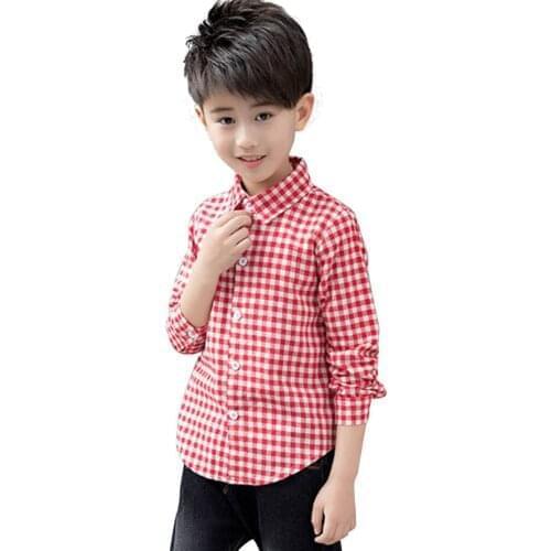 Shirts For Boy Plaid Shirts For Boys Turn Down Collar Boys Shirt Kids Spring Autumn Casual Clothes For Boys 6 8 10 12 14 Year