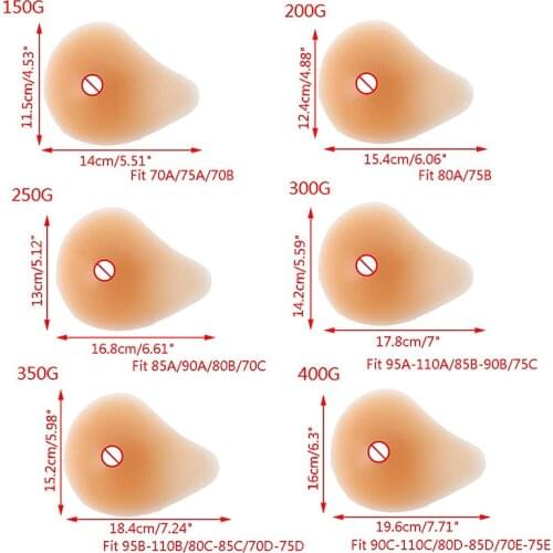 150g-400g Silicone Chest Fake False Breast Prosthesis Super Soft Silicone Gel Pad Supports Artificial Spiral