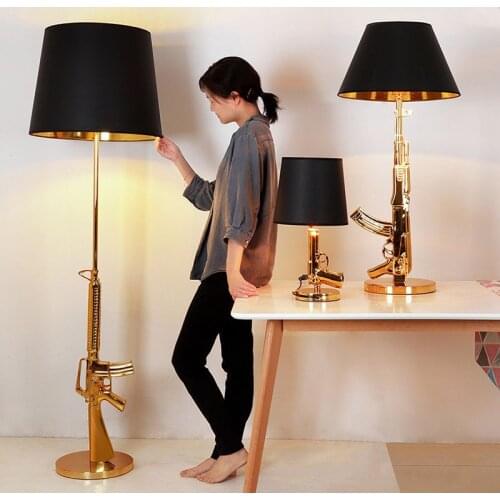 Nordic Ak47 Gun Lounge Silvery Gold Lustre Bedroom Lamp Led Floor Lamps Kids Children Room Fixtures Home Loft Decor Dropshipping