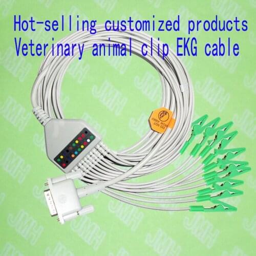 Compatible with Philips(HP) M1772A,M3703C, M2462A EKG 10 lead ECG cable and new style veterinary clip EKG electrode leadwires