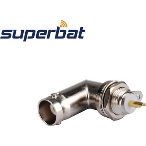 Superbat 10pcs BNC Connector Panel Mount Jack Female Bulkhead Right Angle with Solder Cup