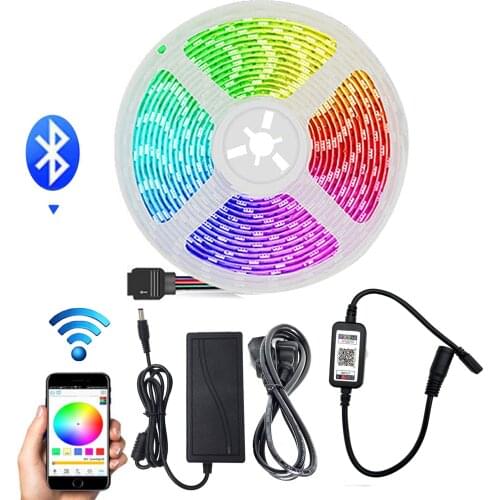 Led light smart bluetooth control LED Strip 5050 SMD waterproof Flexible tape RGB led lights DC 12V neon for Party room Bar lamp