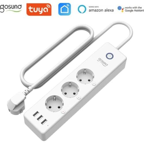 Gosund Wifi Smart Power Strip 3 EU Outlet 16A Plug Socket With 3 USB Charging Port App Voice Control Work With Alexa Google Home