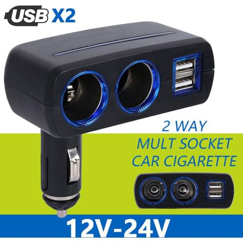 Universal 2 USB Car Auto Cigarette Lighter Dual USB Charger Socket Power Adapter Splitter Charger For Phone MP3 DVR Accessories
