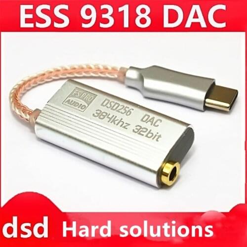 DAC ES9318 Headphone Amplifier HiFi Decoding AMP Adapter Sound Card For iPhone iOS Android Lightning Type C to 3.5MM