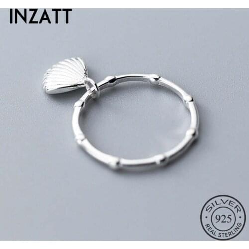 INZATT Real 925% Sterling Silver Shell Minimalist Ring For Women Birthday Party Classic Fine Jewelry Geometric Accessories Gift