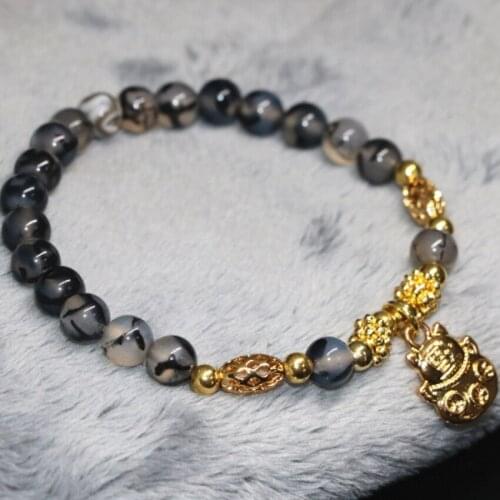 8 style natural stone dragon veins onyx carnelian agat bracelet bangle women 6mm 8mm round beads pendant jewelry 7.5inch B1967