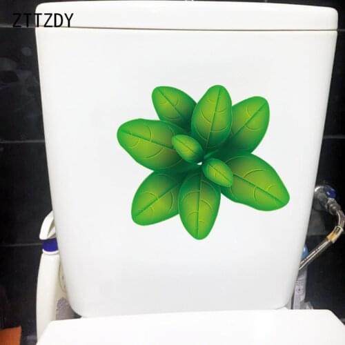 ZTTZDY 24.2×21.8CM Cartoon Green Plants Fresh Bathroom Toilet Stickers Creative Home Wall Decoration T6-0265
