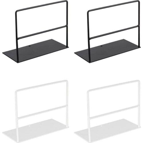 1 Pair Wrought Iron Bookends Book Support Simple Desktop Office Magazine Organizer Stand Shelf